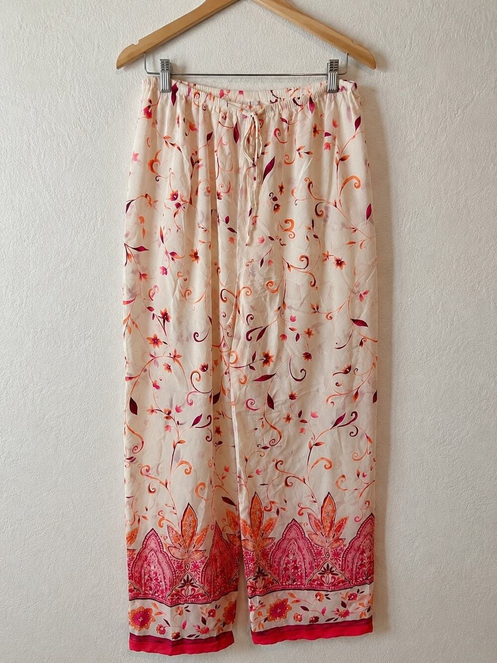 Victoria’s Secret Y2K Coquette 100% Silk Floral Pajama Lounge Pants M Coquette